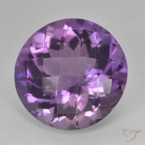 18.19 ct Violet Amethyst Stone, Natural Amethyst in Round Checkerboard Shape for Sale