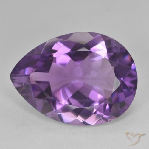 15.83ct Natural Medium Violet Amethyst, Pear Shape, VVS-VS