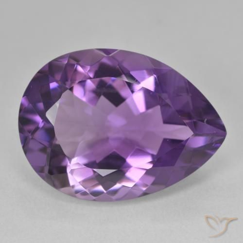 15.83 ct Violet Amethyst Stone, Natural Amethyst in Pear Facet Shape for Sale