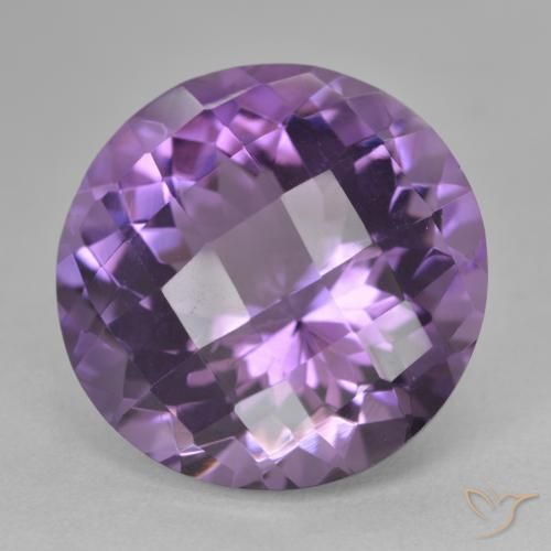 18.88 ct Violet Amethyst Stone, Natural Amethyst in Round Checkerboard Shape for Sale