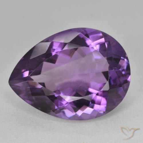 18.36 ct Violet Amethyst Stone, Natural Amethyst in Pear Facet Shape for Sale