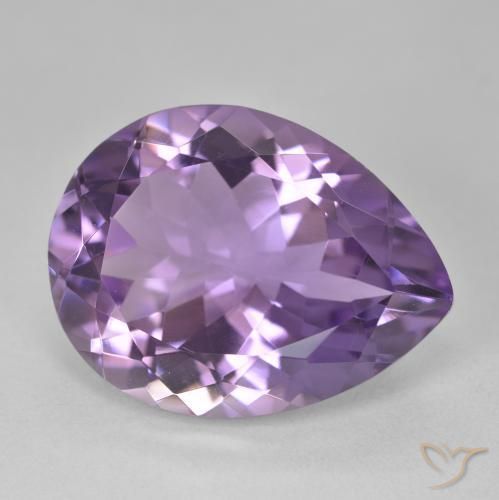 17.69 ct Violet Amethyst Stone, Natural Amethyst in Pear Facet Shape for Sale