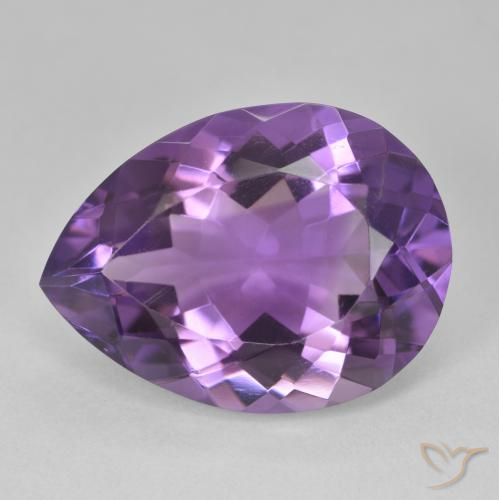 16.79ct Natural Medium Violet-Pink Amethyst, Pear Shape, VVS-VS