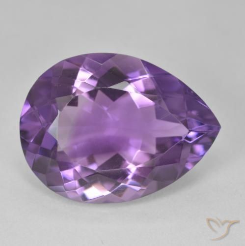 16.79 ct Violet Amethyst Stone, Natural Amethyst in Pear Facet Shape for Sale