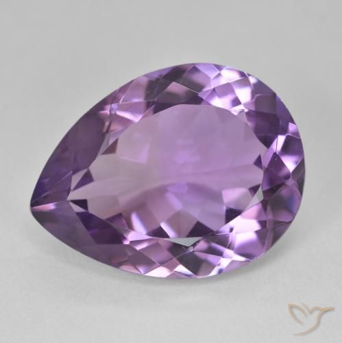 16.99 ct Violet Amethyst Gemstone, Amethyst Gem in Pear Facet Shape for Sale.