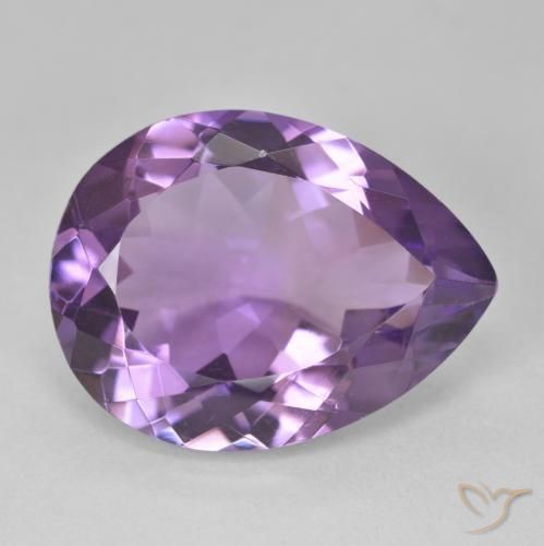 16.99 ct Violet Amethyst Stone, Natural Amethyst in Pear Facet Shape for Sale