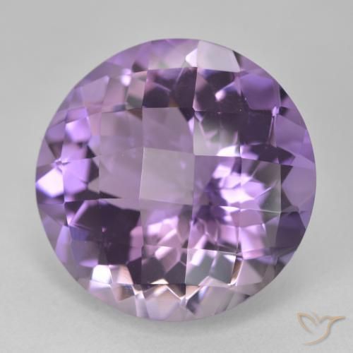 18.67 ct Violet Amethyst Stone, Natural Amethyst in Round Checkerboard Shape for Sale