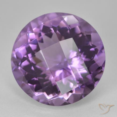 19.88 ct Violet Amethyst Stone, Natural Amethyst in Round Checkerboard Shape for Sale