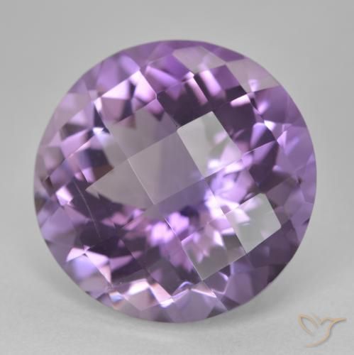 19.33 ct Violet Amethyst Stone, Natural Amethyst in Round Checkerboard Shape for Sale