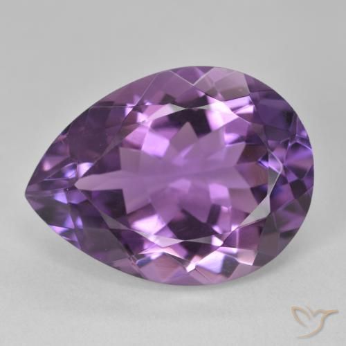 18.51ct Natural Medium Violet-Pink Amethyst, Pear Shape, VVS-VS