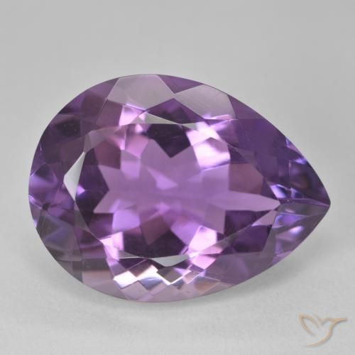 18.51 ct Violet Amethyst Stone, Natural Amethyst in Pear Facet Shape for Sale