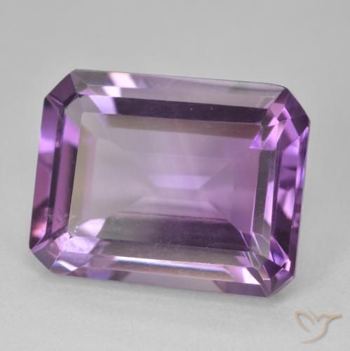 15.86 ct Violet Amethyst Stone, Natural Amethyst in Octagon Step Cut Shape for Sale