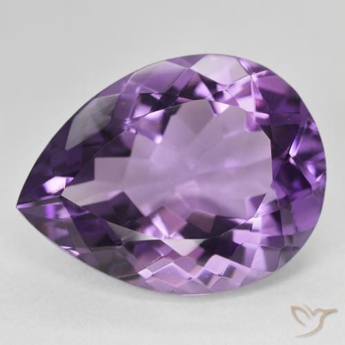 18.07ct Natural Medium Light Purplish-Violet Amethyst, Pear Shape, VVS