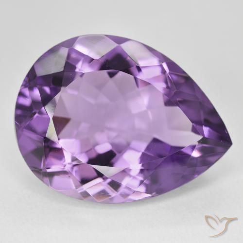 18.07 ct Violet Amethyst Stone, Natural Amethyst in Pear Facet Shape for Sale