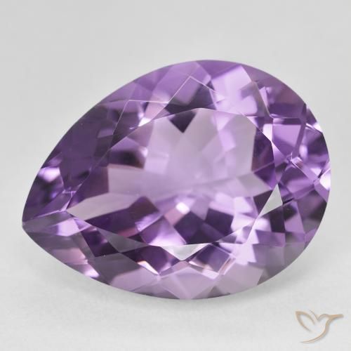 18.17ct Natural Medium Light Purplish-Violet Amethyst, Pear Shape, VVS