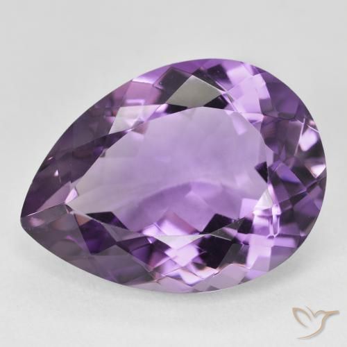 17.29ct Natural Medium Light Purplish-Violet Amethyst, Pear Shape, VVS