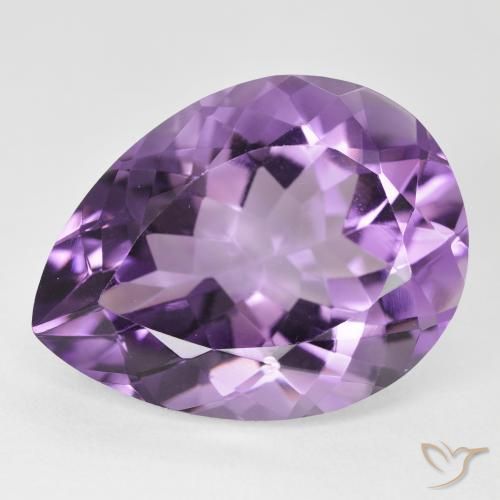 17.59ct Natural Medium Violet-Pink Amethyst, Pear Shape, VVS