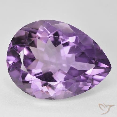 17.59 ct Violet Amethyst Stone, Natural Amethyst in Pear Facet Shape for Sale