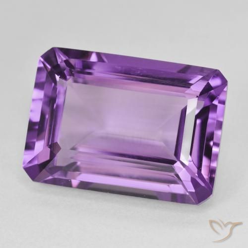 15.55 ct Violet Amethyst Stone, Natural Amethyst in Octagon Step Cut Shape for Sale