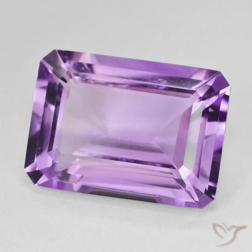 14.44 ct Violet Amethyst Stone, Natural Amethyst in Octagon Step Cut Shape for Sale