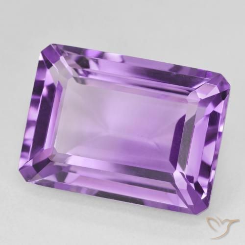 15.58 ct Violet Amethyst Stone, Natural Amethyst in Octagon Step Cut Shape for Sale