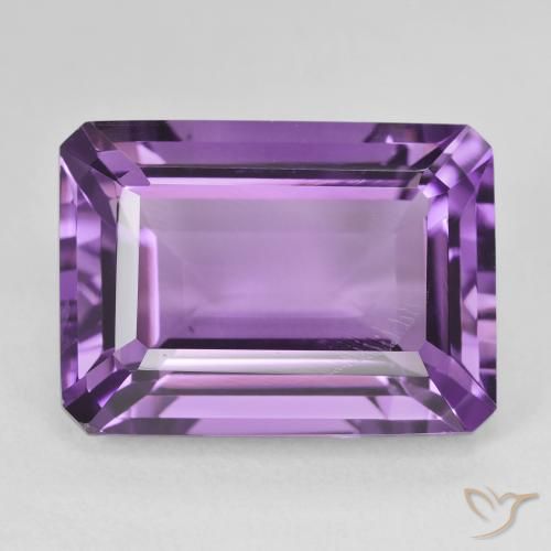 15.66ct Natural Medium Purplish Violet Amethyst, Emerald Cut, VS