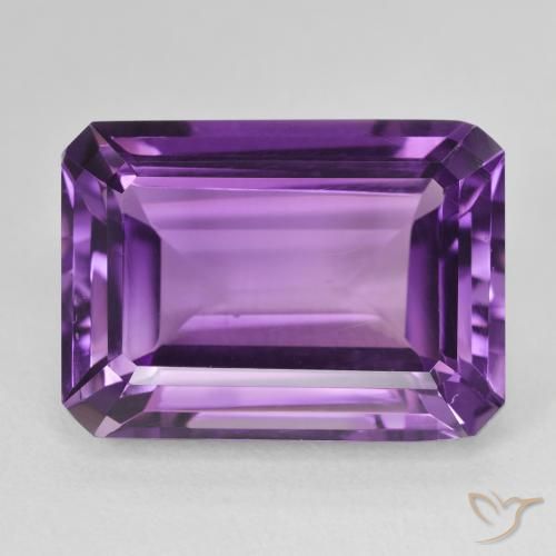 14.92ct Natural Medium Violet Amethyst, Emerald Cut, VS