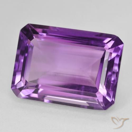 14.92 ct Violet Amethyst Stone, Natural Amethyst in Octagon Step Cut Shape for Sale
