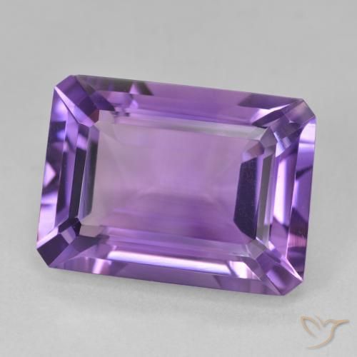 14.14 ct Violet Amethyst Stone, Natural Amethyst in Octagon Step Cut Shape for Sale