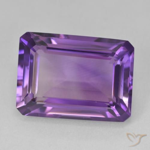 15.67 ct Violet Amethyst Stone, Natural Amethyst in Octagon Step Cut Shape for Sale