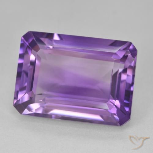 15.96 ct Violet Amethyst Stone, Natural Amethyst in Octagon Step Cut Shape for Sale