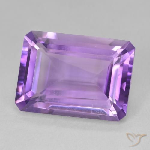 13.48 ct Violet Amethyst Stone, Natural Amethyst in Octagon Step Cut Shape for Sale