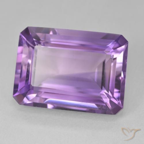 15.56 ct Violet Amethyst Stone, Natural Amethyst in Octagon Step Cut Shape for Sale
