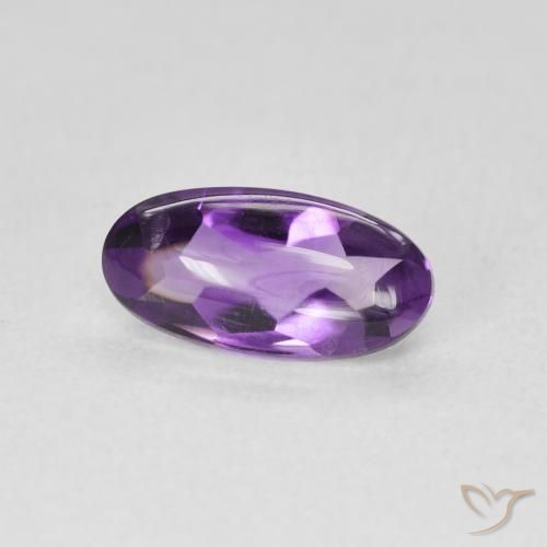 1.27 ct Violet Amethyst Stone, Natural Amethyst in Oval Buff-Top Shape for Sale