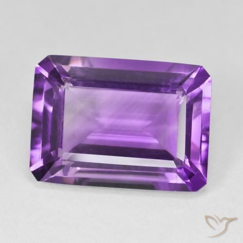 14.38 ct Violet Amethyst Stone, Natural Amethyst in Octagon Step Cut Shape for Sale