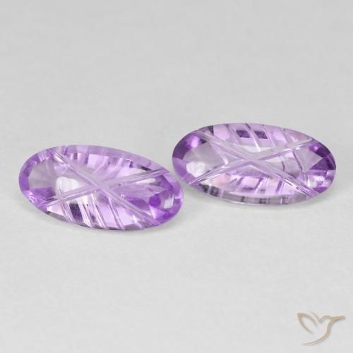 3.46 ctw Violet Amethyst Stones, Natural Amethyst in Carved Oval Shape for Sale