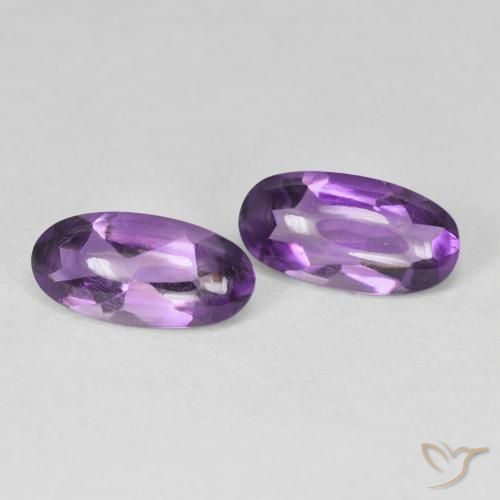 2.49 ctw Violet Amethyst Stones, Natural Amethyst in Oval Buff-Top Shape for Sale