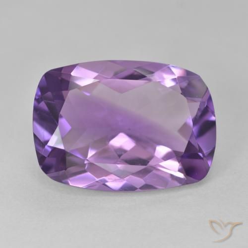 11.39ct Natural Medium Light Purplish-Violet Amethyst, Cushion, VVS