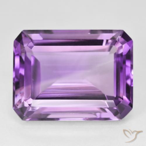 22.47ct Natural Medium Pinkish Violet Amethyst, Emerald Cut, VVS