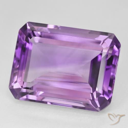 22.47 ct Violet Amethyst Stone, Natural Amethyst in Octagon Step Cut Shape for Sale