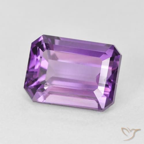 3.64 ct Violet Amethyst Stone, Natural Amethyst in Octagon Step Cut Shape for Sale