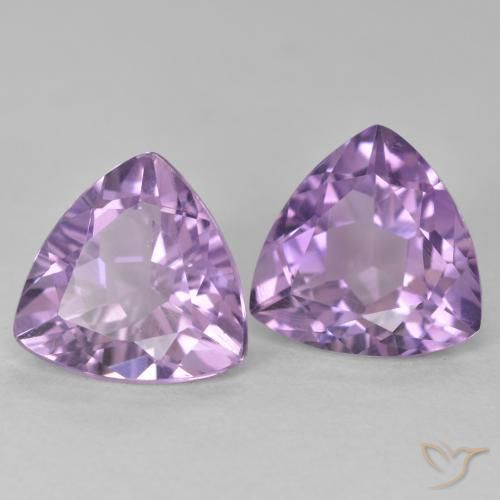 5.78 ctw Violet Amethyst Stones, Natural Amethyst in Trillion Facet Shape for Sale