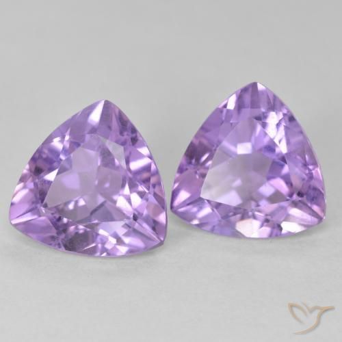 5.55 ctw Violet Amethyst Stones, Natural Amethyst in Trillion Facet Shape for Sale