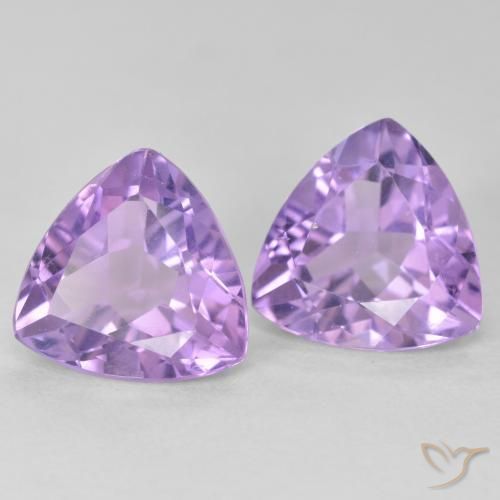 5.94 ctw Violet Amethyst Stones, Natural Amethyst in Trillion Facet Shape for Sale