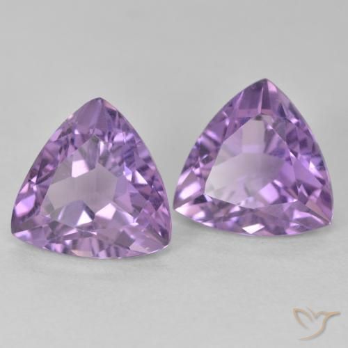 5.65 ctw Violet Amethyst Stones, Natural Amethyst in Trillion Facet Shape for Sale