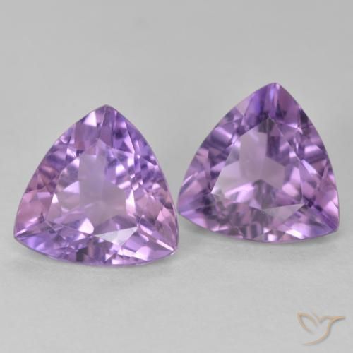5.50 ctw Violet Amethyst Stones, Natural Amethyst in Trillion Facet Shape for Sale