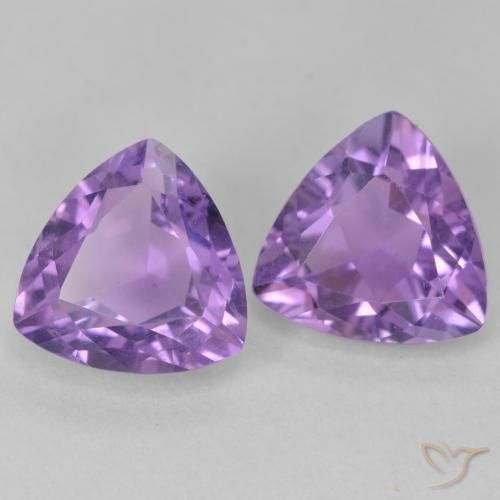 5.58 ctw Violet Amethyst Stones, Natural Amethyst in Trillion Facet Shape for Sale