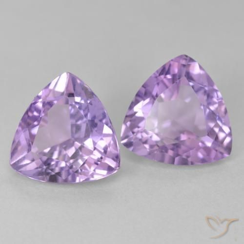 5.45 ctw Violet Amethyst Stones, Natural Amethyst in Trillion Facet Shape for Sale