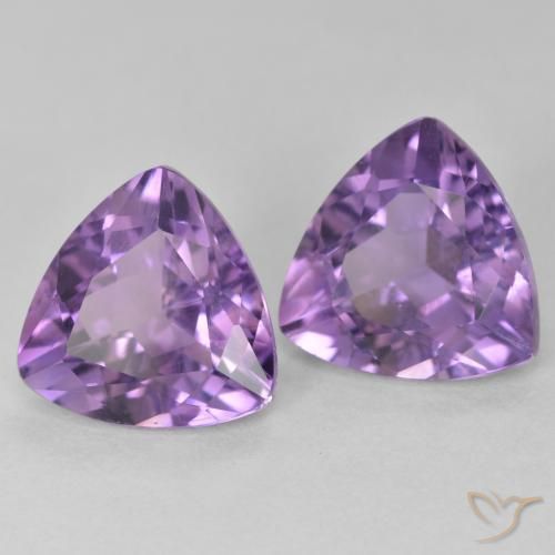 5.57 ctw Violet Amethyst Stones, Natural Amethyst in Trillion Facet Shape for Sale
