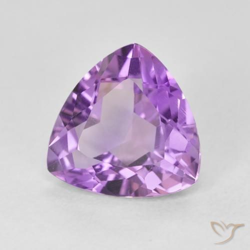 2.83 ct Violet Amethyst Stone, Natural Amethyst in Trillion Facet Shape for Sale